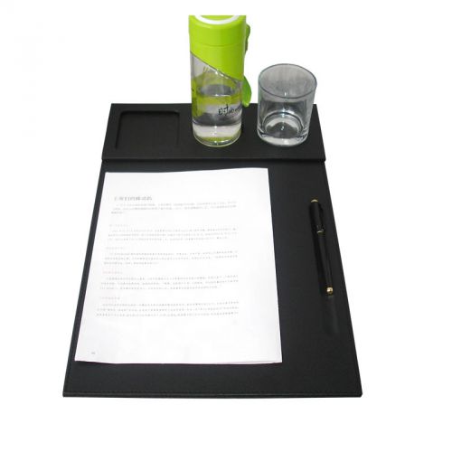 Leather restaurant hotel menu folder multi-function note writing cup pad mat for sale