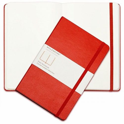 Moleskine Red Hardcover Notebook Plain Paper - Large