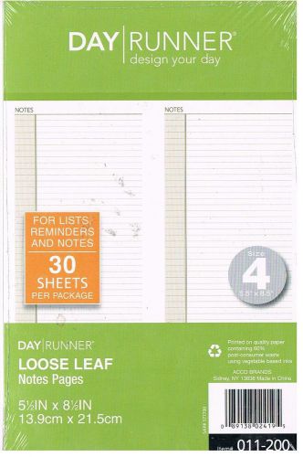 Day Runner®Planner Notes Pagess 5 /2&#034; x 8 1/2&#034; #011-200 30 Sheets Size 4