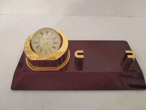 Things Remembered Desk Accessory Business Card Holder Clock Paperweight