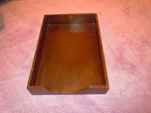 VINTAGE HEDGES WOOD WOODEN DESK ORGANIZER PAPER IN/OUT TRAY BOX