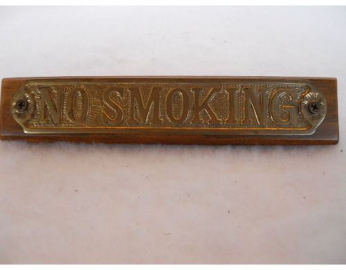 Vintage Brass/Wood &#034;NO SMOKING&#034; Desk Sign