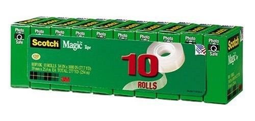 Scotch Magic Tape Value Pack, 3/4 x 1000 Inches, 10-Count Package (810K10)- NEW