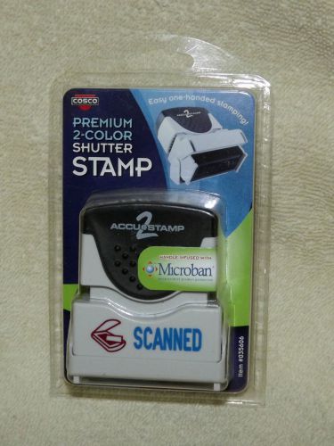 COSCO PREMIUM 2 COLOR SHUTTER STAMP &#034; SCANNED &#034;  MICROBAN HANDLE