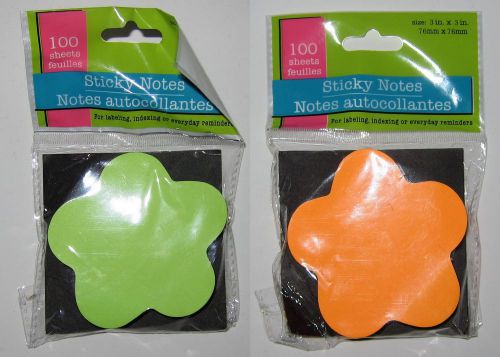 New POST IT Flower Sticky Notes 200 Pages (100 Each) Green Orange