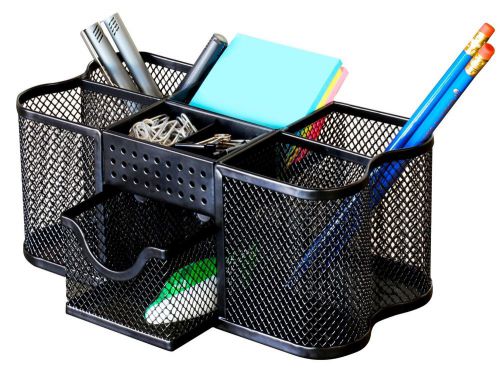 Desk holder organizer mesh office home clutter pen clips cup writing instruments for sale