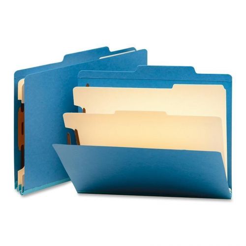 Smead Top Tab Classification Folders 6 Sections 2 dividers Letter  blue 14001