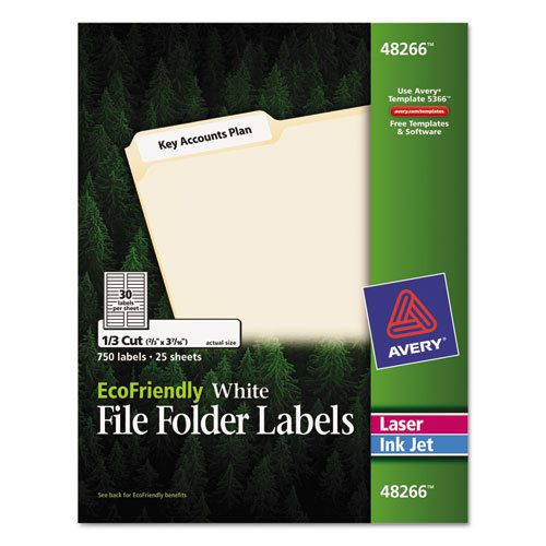 EcoFriendly Labels, 2/3 x 3-7/16, White, 750/Pack