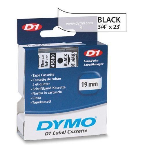 Dymo black on clear d1 tape - 0.75&#034; width x 23 ft length - 1 each - (dym45800) for sale