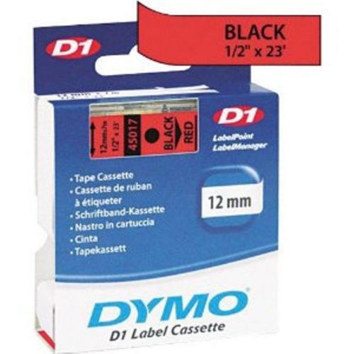 Dymo labeling tape, d1, easy peel, 1/2&#034;x23&#039;, black print on red 45017 for sale