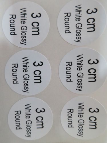 120 White Glossy Round Personalized Waterproof Name Stickers 3cm Labels Tags