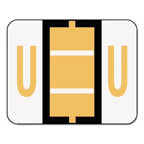 A-Z Color-Coded Bar-Style End Tab Labels, Letter U, Light Orange, 500/Roll