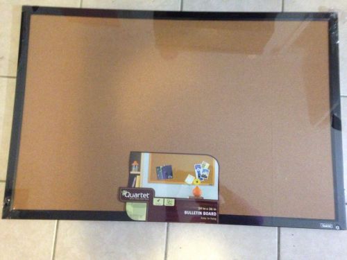 Quartet Cork Bulletin Board 36&#034;W x 24&#034;H, Black Wood Frame