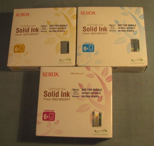 18 GENUINE XEROX METERED SOLID INK&#039;S 108R00797/108R00798/108R00799 PHASER 8860