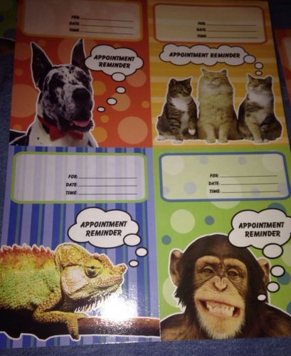 Appointment Reminder Postcards 4 Different Cards Dog Kitty Iguana Monkey NWOT