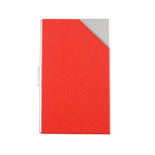 Portable Red PU Leature Office Business Bank Card Wallet Case Holder Box