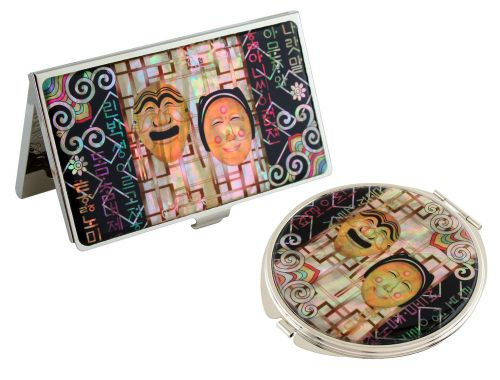 Nacre korea mask Business card holder case Makeup compact mirror gift set#98