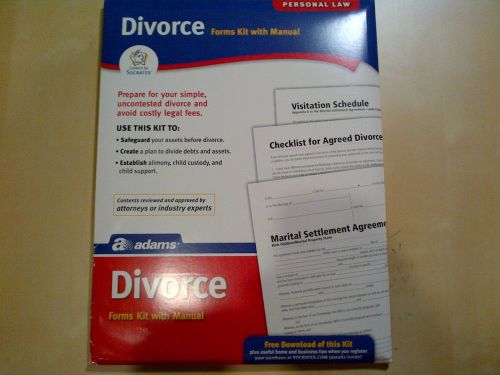ADAMS DIVORCE FORMS KIT W MANUAL K302 NIB F/S RETAIL 49 SOCRATES 13FORMS/LETTERS
