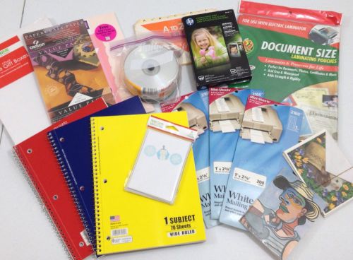 MIXED LOT OF BACK OFFICE SUPPLIES NOTEBOOKS CDR&#039;s LABELS NOTE CARDS SEE PICS