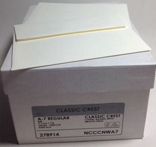 Classic Crest Natural White Smooth Finish A-7 80# Envelopes 160/250    FREE SHIP