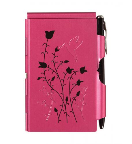 Flip notes flip open pocket pen and notepad in raspberry hummingbird for sale