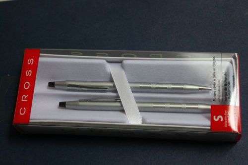 Cross Century Satin Chrome Set Ballpoint Pen and Pencil Set Christmas Gift