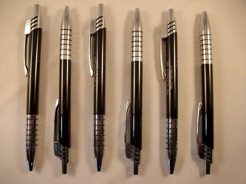 6 Metal Barrel Retractable Ink Pens / Misprints / Black Ink (Lot# 096)