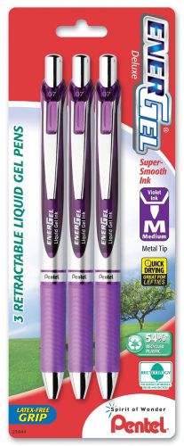 New pentel energel deluxe rtx gel ink pens, medium 0.7mm violet ink 3/pack for sale