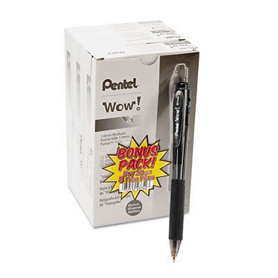 Wow! ballpoint retractable pen, black ink, medium, 36 per pack for sale