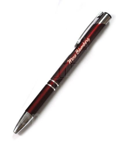 Engraved Pen, Burg. Ballpoint Pen with Silver Trim - Free Engraving - w/Pen Case