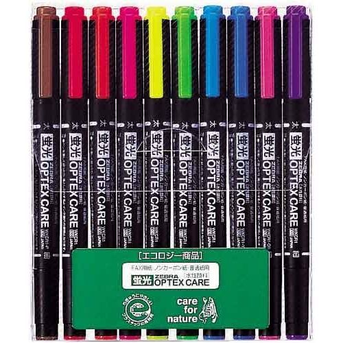 ZEBRA WKCR1 OPTEX CARE Dual Heads Fluorescent Highlighter 10 Colors FREE POST