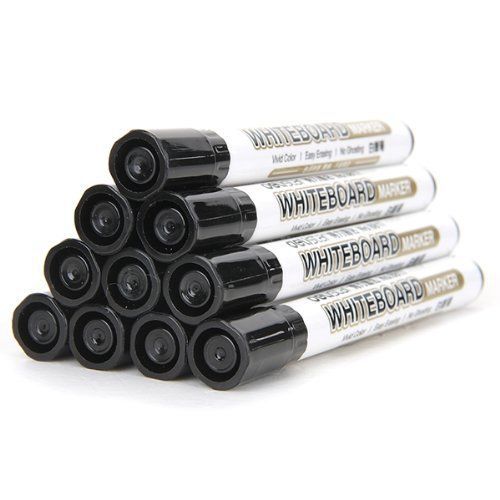 10 black fine nip dry erase liquid chalk marker pen for whiteboard for sale