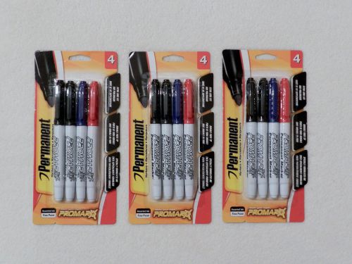 Promarx Permanent Markers ~ Fine Point ~ Assorted Colors ~ Lot of 3 Packs