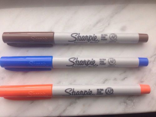 Sharpie Permanent Markers Orange,Blue, Brown