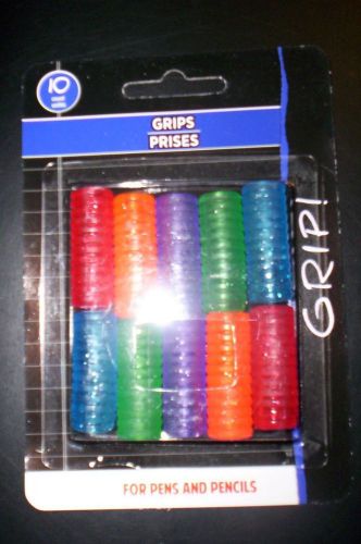 SPIRAL TYPE GEL~Pen and Pencil Grips -10 per Pack~RED/ORANGE/BLUE/GREEN/PURPLE