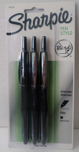1 pack of 3 Sharpie Pens Fine Point Black Item #1753176 New