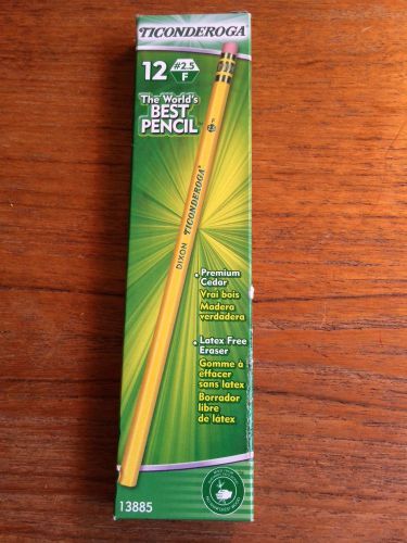 Dixon Ticonderoga #2.5F Pencils, Box of 12, Yellow (13885) New +BONUS!
