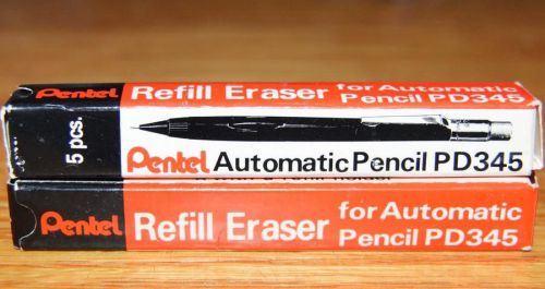 2 -5 ct boxes pentel quicker clicker/forte automatic pencil green eraser refills for sale
