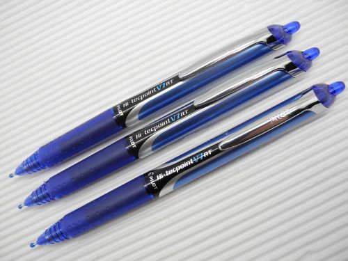 12 pilot hi-tecpoint v7 rt roller pen retractable blue ink for sale
