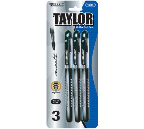 BAZIC Taylor Black Color Rollerball Pen (3/Pack), Case of 144