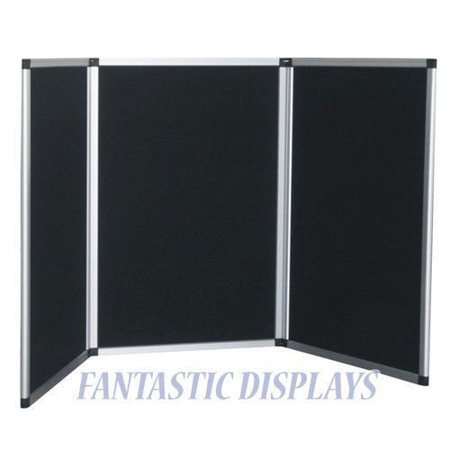 3 Panel Display for Trade Show Presentation Booth Tabletop Velcro Matt Black