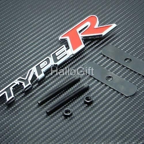 New Type R Logo Grill Grille Emblem (UNIVERSAL FITMENT FOR ALL VEHICLES) Red Bla