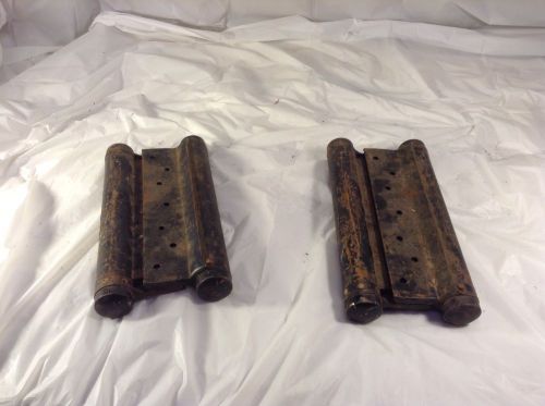 Pair of large industrial double action door hinges, spring loaded, heavy duty for sale