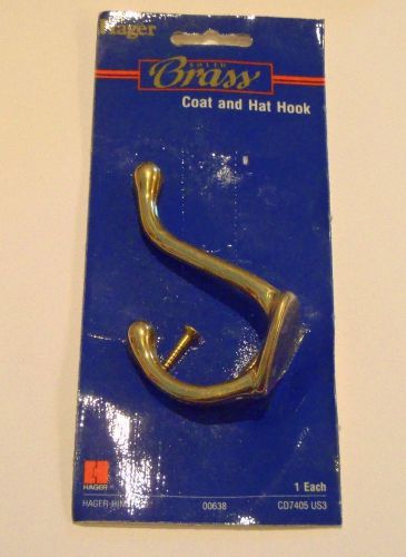 HAGER 00638 CD7405 Heavy Duty Garment / Coat / Hat Hook Solid Brass ~ NEW