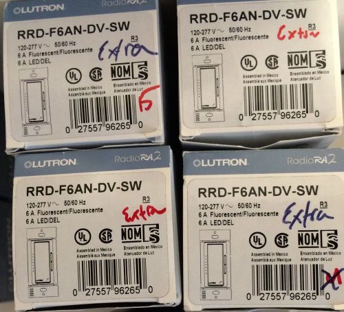 Lutron lot of (4) rrd-f6an-dv-sw radio ra2 600w snow white brand new in box for sale