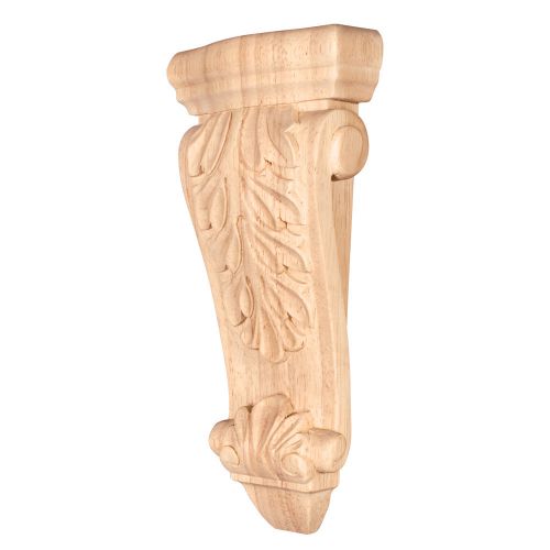 Medium Wood Corbel with Acanthus Detail. 4-1/2&#034; x 1-7/8&#034; x 10&#034;. Rubberwood