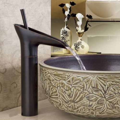 Modern Unique Design Waterfall Vessel Sink Faucet Antique Black Free Shipping