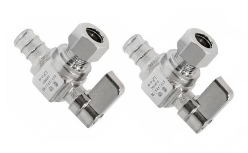 1/2&#034; pex x 3/8&#034; od compr. angle stop valve 1/4turn ball , lead-free ( lot of 2 ) for sale