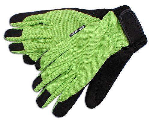 Womanswork 504S Stretch Gardening Glove with Micro Suede Palm  Lime Green  Small