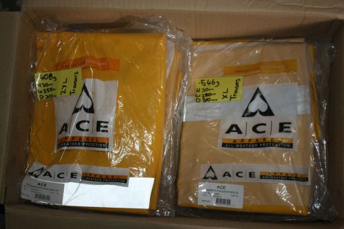 QTY of 11 NEW ACE APPAREL PVC Pants  ACE REFLECTIVE TAPE YELLOW CWWPOO75 SIZE L
